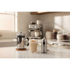 Milk Frother Frothy by Cafe Casa Handheld Milk Frother 2-Speed Stainless Steel
